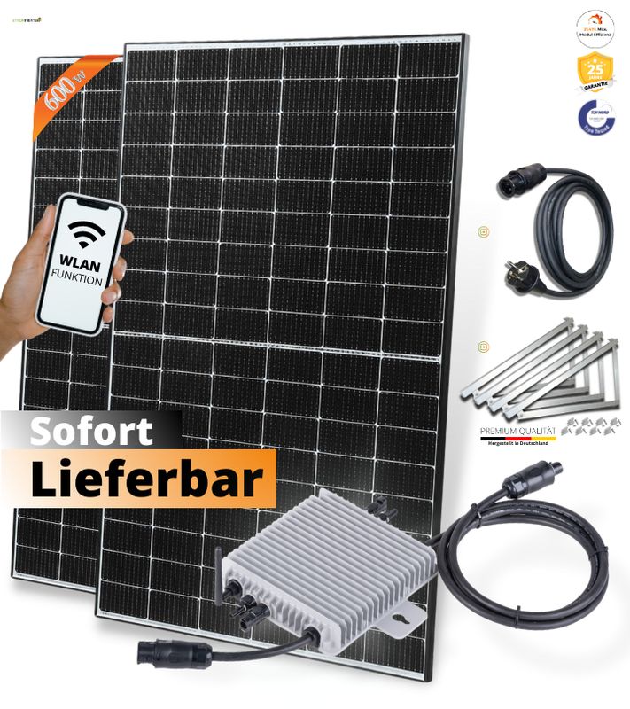 Balkonkraftwerk 600W☀️ (760Wp) - Komplettpaket inkl. Halterung