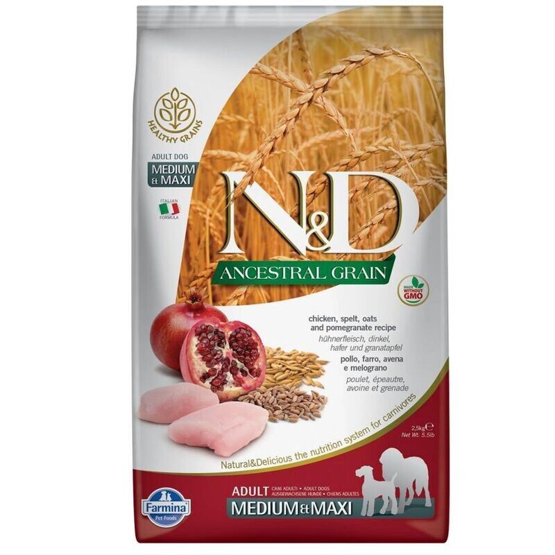 N&D DOG LOW GRAIN CHICKEN POMEGRANATE ADULT MEDIUM MAXI 12KG