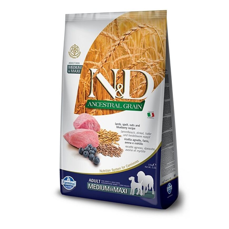 N&D DOG LOW GRAIN LAMB BLUEBERRY ADULT MEDIUM MAXI 12KG