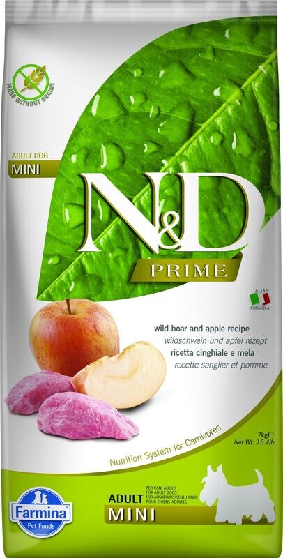 N&D DOG GRAIN FREE BOAR APPLE ADULT MINI 7KG