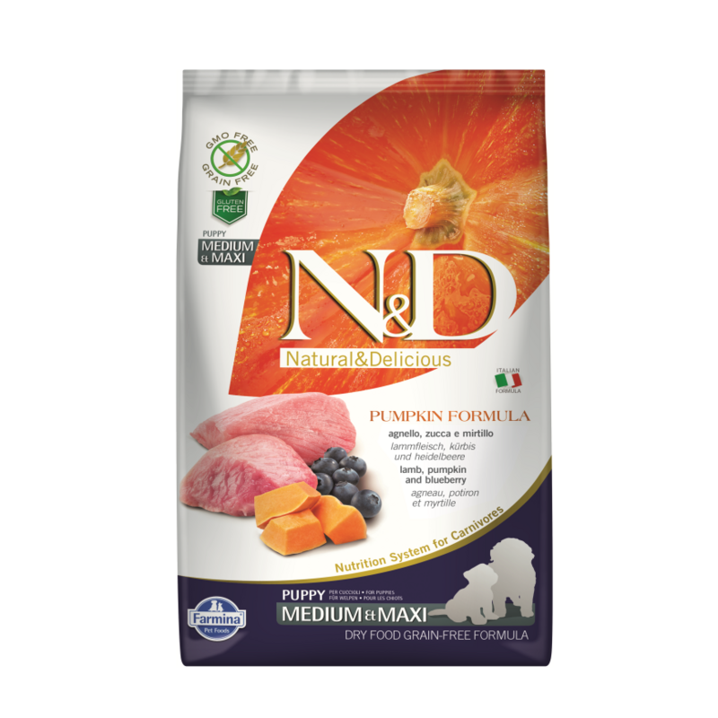 N&D DOG LAMB BLUEBERRY PUMPKIN PUPPY MEDIUM MAXI 12kg
