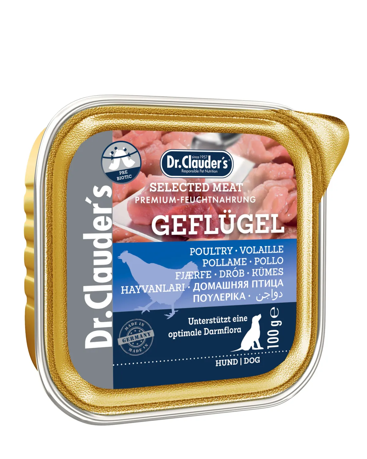 Dr.Clauder's Selected Meat Mājputns (PreBiotic) 100g alumīnija konservu kārbiņas