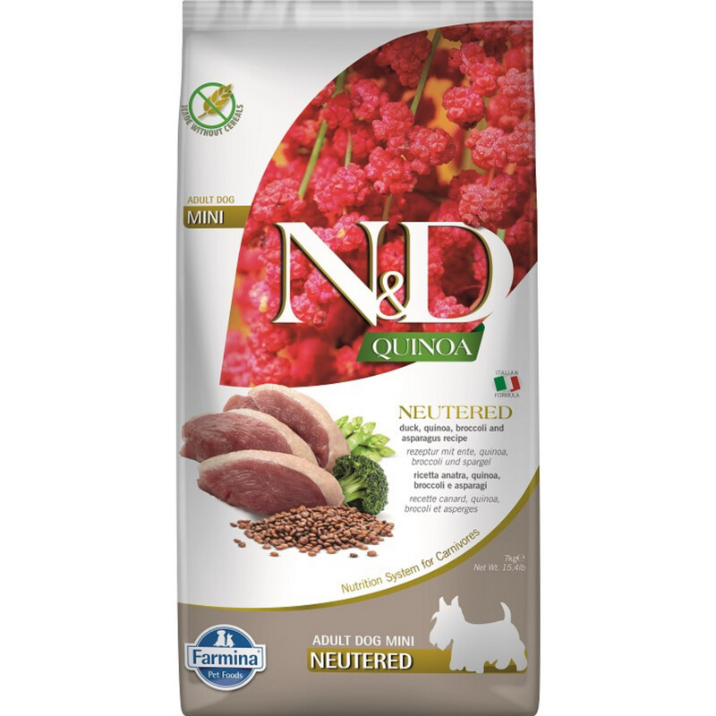 N&D DOG QUINOA DUCK BROCCOLI ASPARAGUS NEUTERED ADULT MINI N&D DOG QUINOA DUCK BROCCOLI ASPARAGUS NEUTERED ADULT MINI