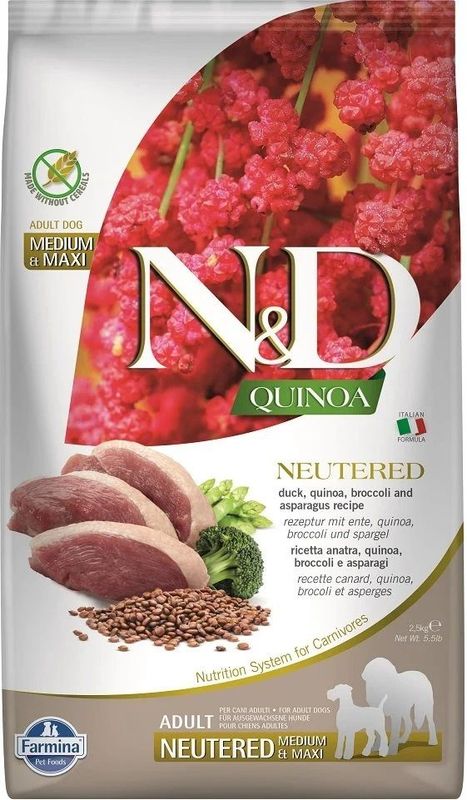 N&D DOG QUINOA DUCK BROCCOLI ASPARAGUS NEUTERED ADULT MEDIUM MAXI N&D DOG QUINOA DUCK BROCCOLI ASPARAGUS NEUTERED ADULT MEDIUM MAXI