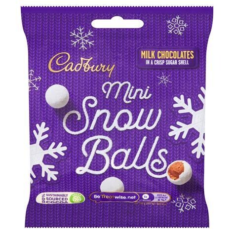 Cadbury Milk Chocolate Mini Snow Balls 80g Bag