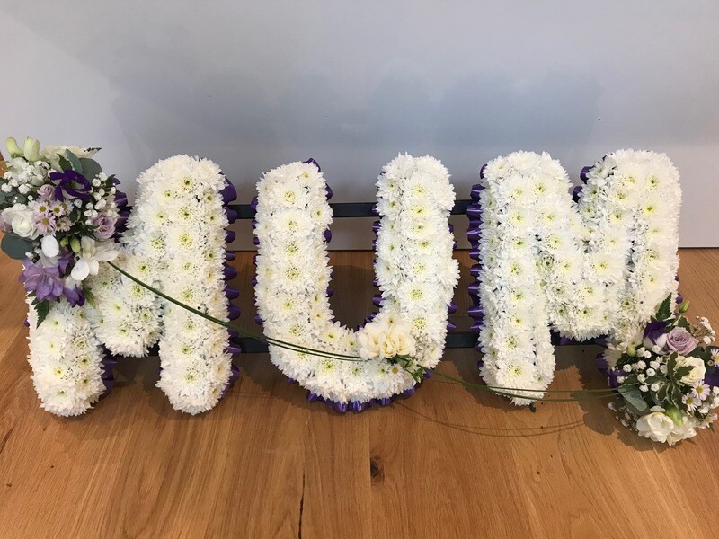 MUM funeral Lettering