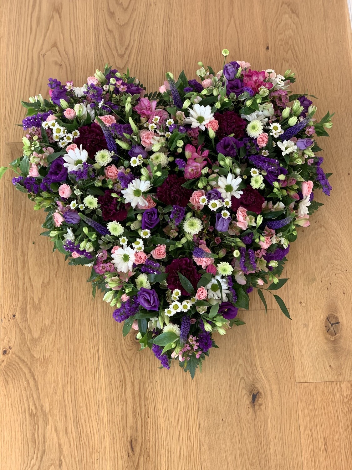 Mixed Flower Funeral Heart