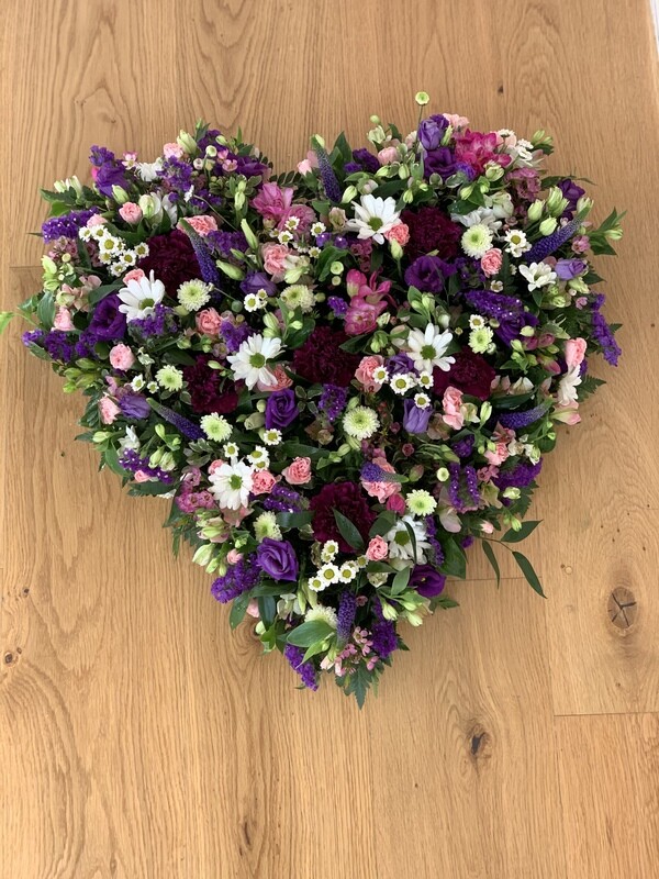 Mixed Flower Funeral Heart