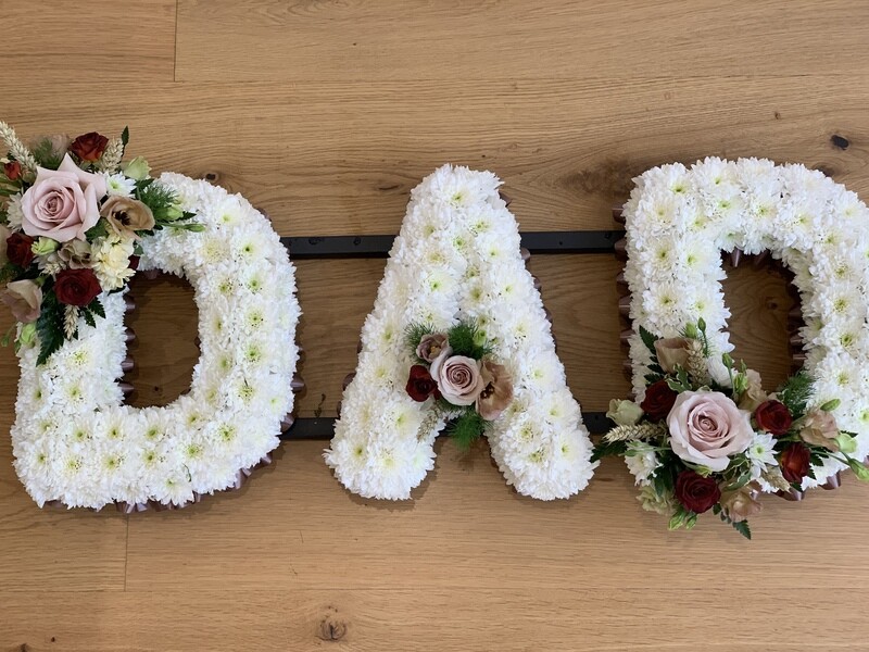 DAD funeral Lettering