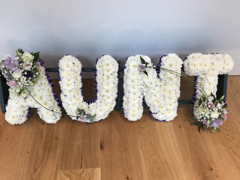 AUNT funeral Lettering
