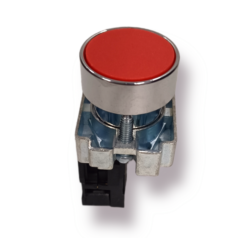 Pulsador Rasante Rojo base metálica 1NC 110V (NP2-BA42)