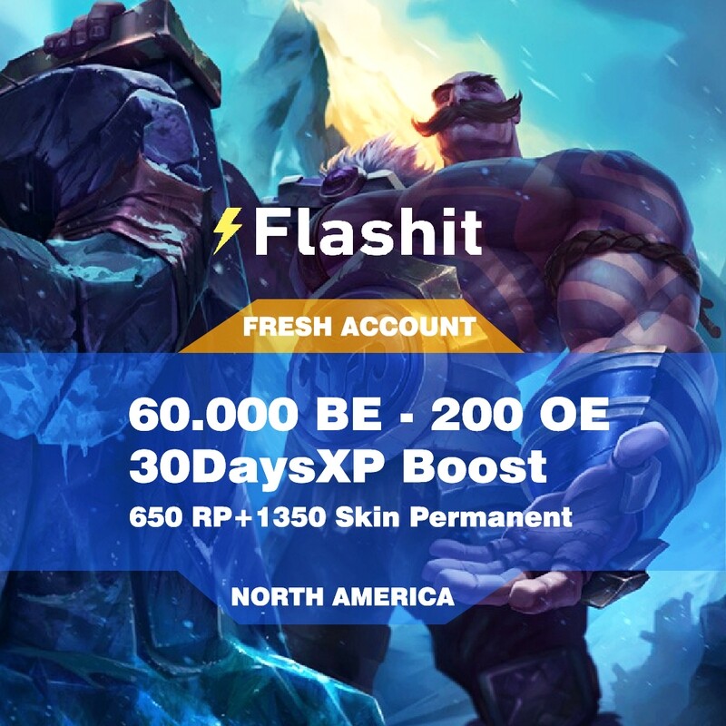 NA LV30 60k BE+Amazon Prime Items(650 RP+1350 Skin Permanent+200 OE+5Shards+2Series 1 Eternals Shards+30DaysXP Boost)