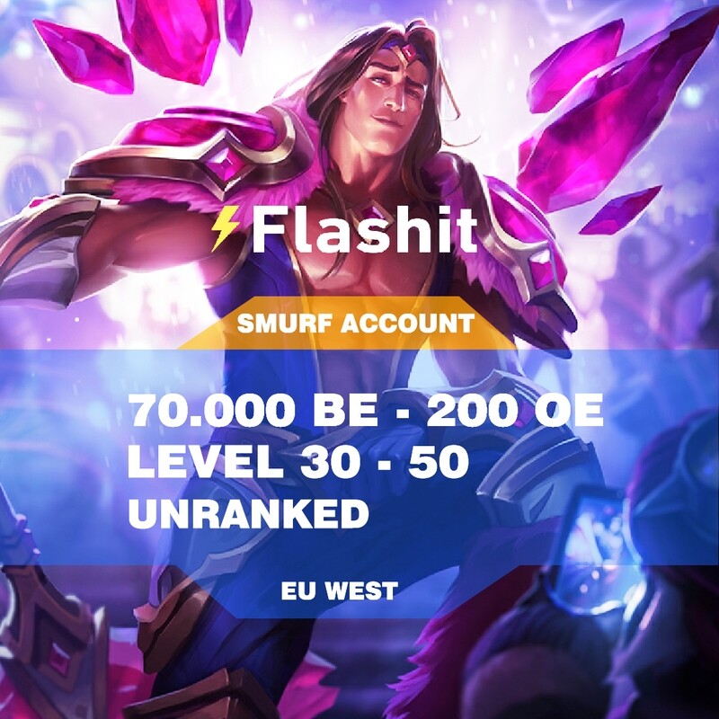EU West【LV 30-50★70K BE】Perfect Smurf★Unranked