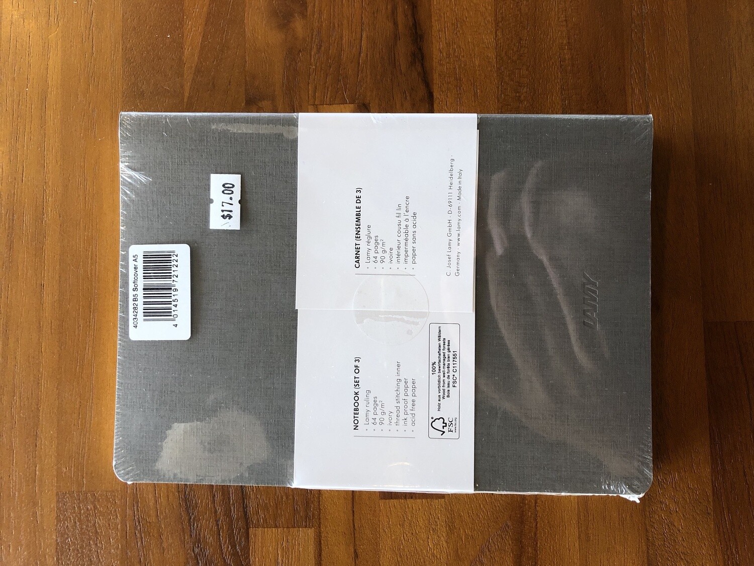 BOOKLET B5 SOFT COVER A5 GREY SET/3 LB5GY