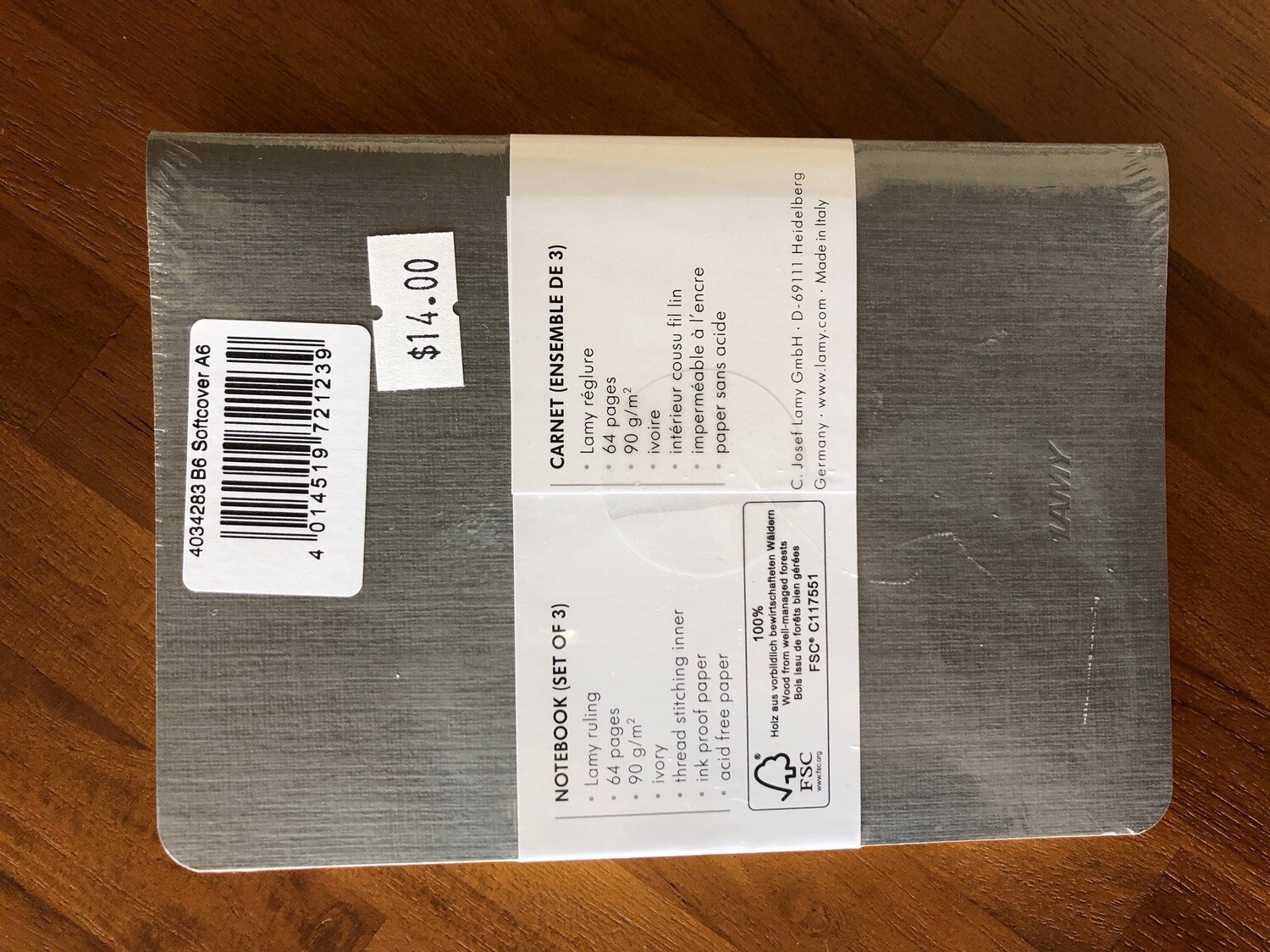 BOOKLET B6 SOFT COVER A6 GREY SET/3 LB6GY