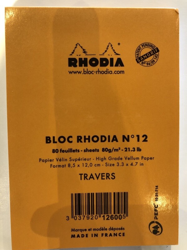 Rhodia pad #12 lined 3.3x4.7 orange