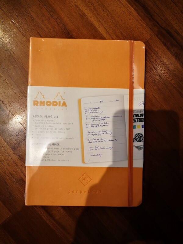 RHODIARAMA PERPETUAL DIARY 90G. 64s. 5.75x8.25 ORANGE