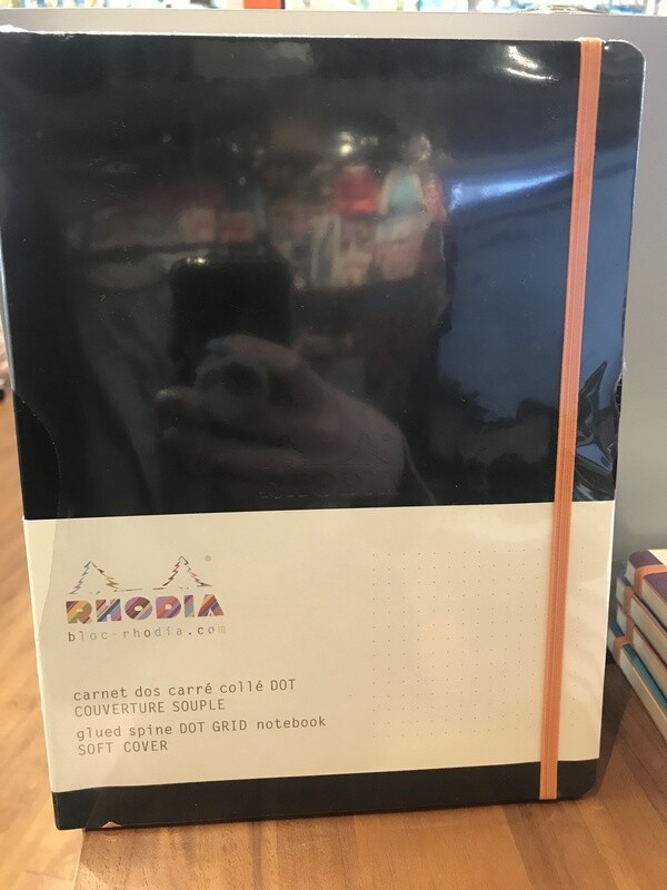 117552 **RHODIARAMA SOFTBACK NOTEBOOK DOT 7.5 x 9.75 BLACK