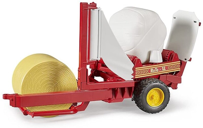 02122 Bale wrapper with yellow and black round bales