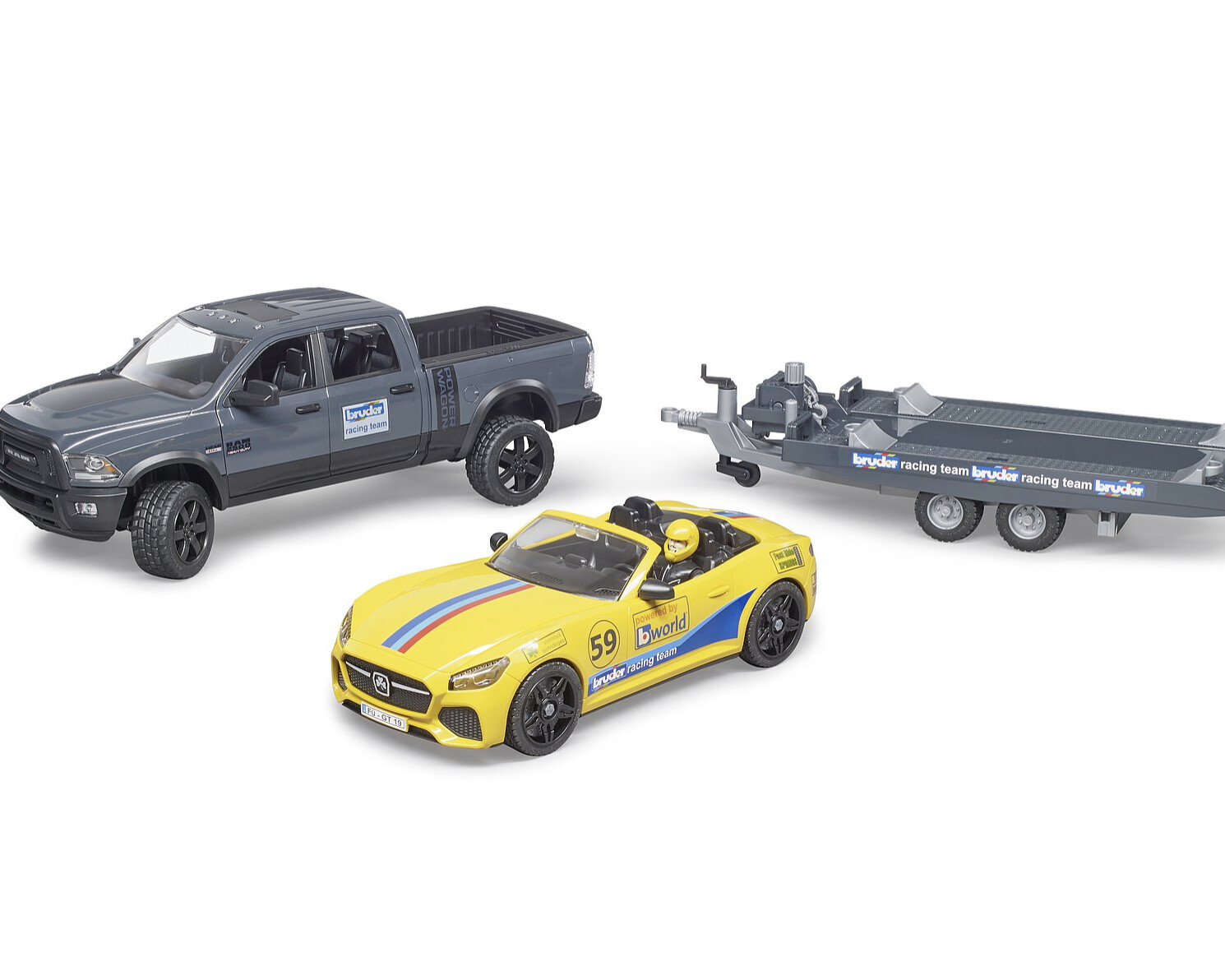 02504 RAM 2500 Power Wagon w BRUDER Roadster Racing Team