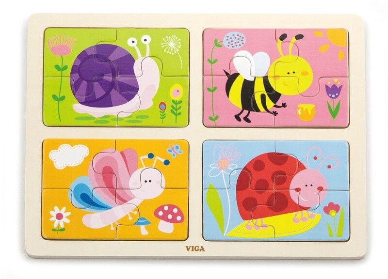 501891 4-IN-1 PUZZLE IN A TRAY - INSECTS