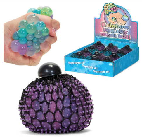 095898 RAINBOW SQUISHY MESH BALL (MULT)