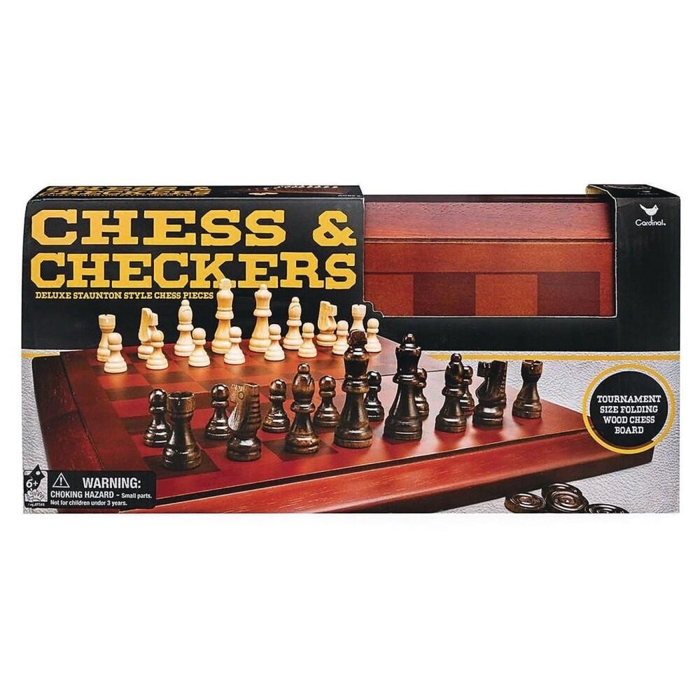 SML6033151 DELUXE WOOD - FOLDING - CHESS &amp; CHECKERS