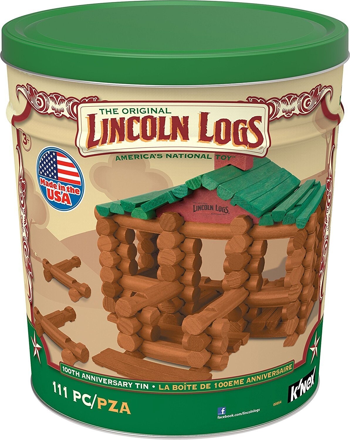 KNX 00854 LINCOLN LOGS - 111PC 100TH ANNIVERSARY TIN (1) ML