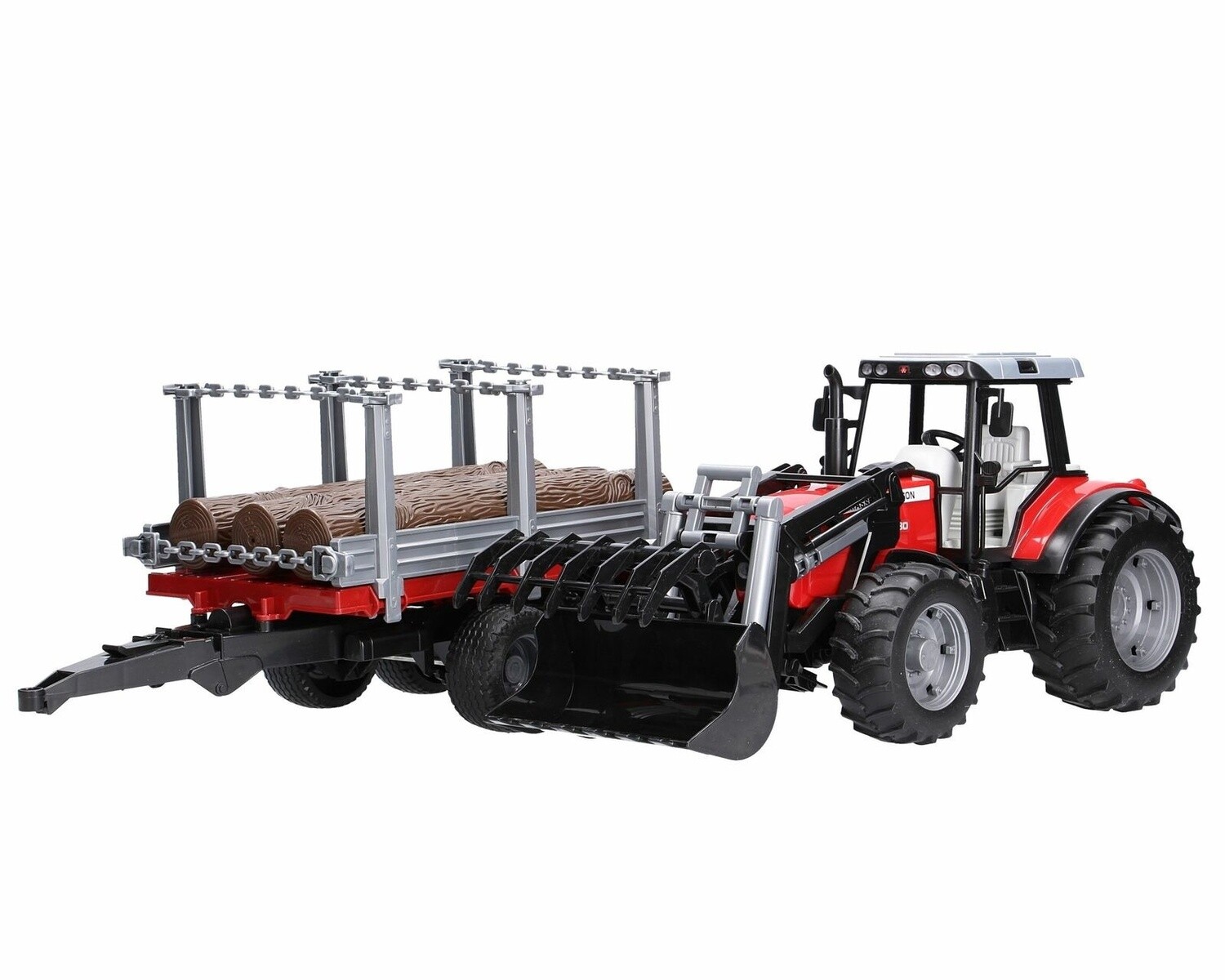 02046 Massey Ferguson 7480 w Frontl and Logging Trailer