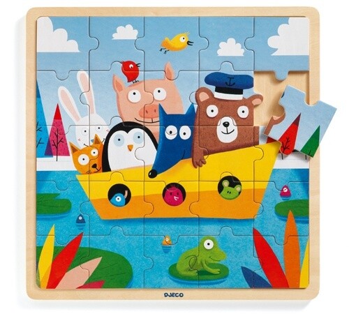 DJ01816 - Wooden Puzzle / Puzzlo Boat / 25 pces