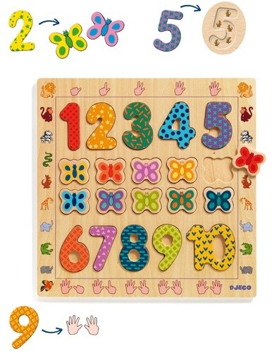 DJ01801 - Wooden Puzzle / 1 to 10 / 20 pcs