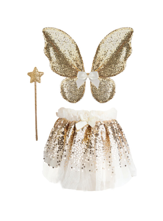 41755 Gracious Gold Sequins Skirt, Wings, &amp; Wand, Size 4-6
