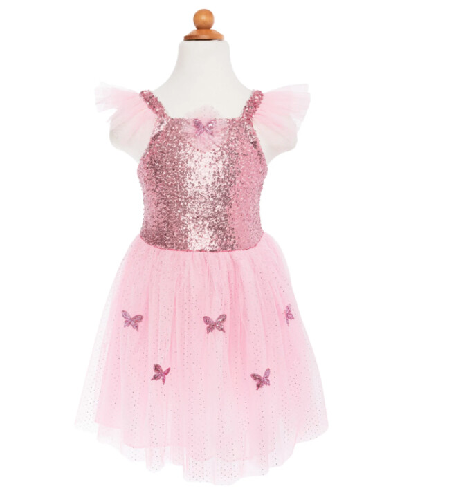 32315 Pink Sequins Butterfly Dress/Win Size 5-7