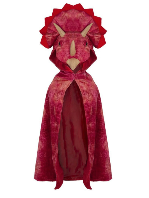 56775 Triceratops Hooded Cape Red 4-5