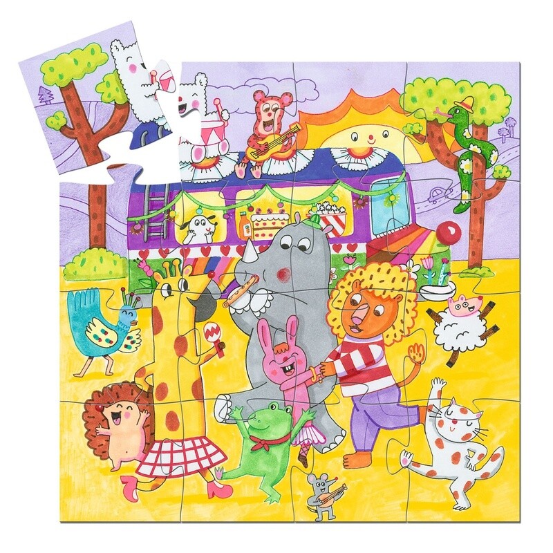 DJ07272 Silhouette Puzzle / The rainbow bus - 16 pcs