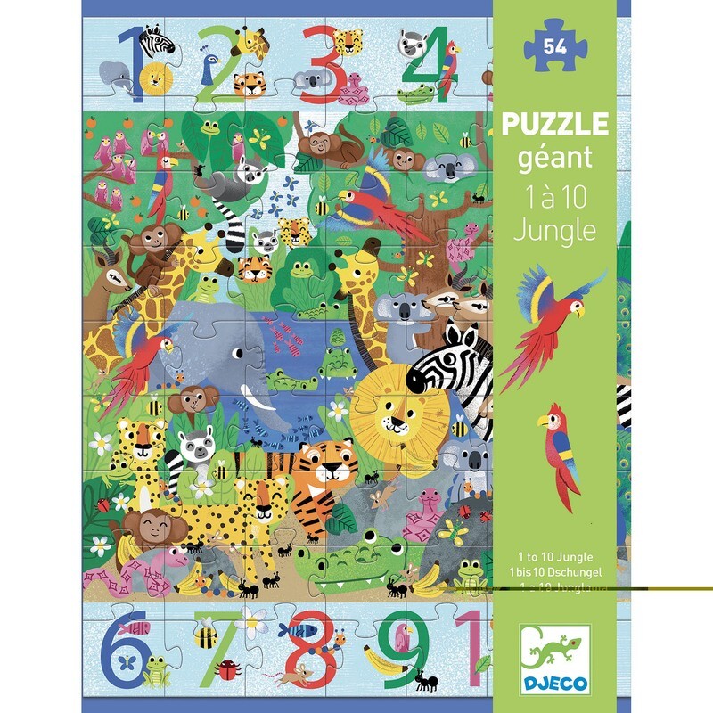 DJ07148 Giant puzzle / 1 to 10 Jungle / 54 pcs