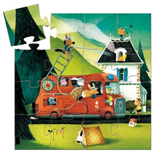 DJ07269 Silhouette Puzzle / The fire truck / 16 pcs