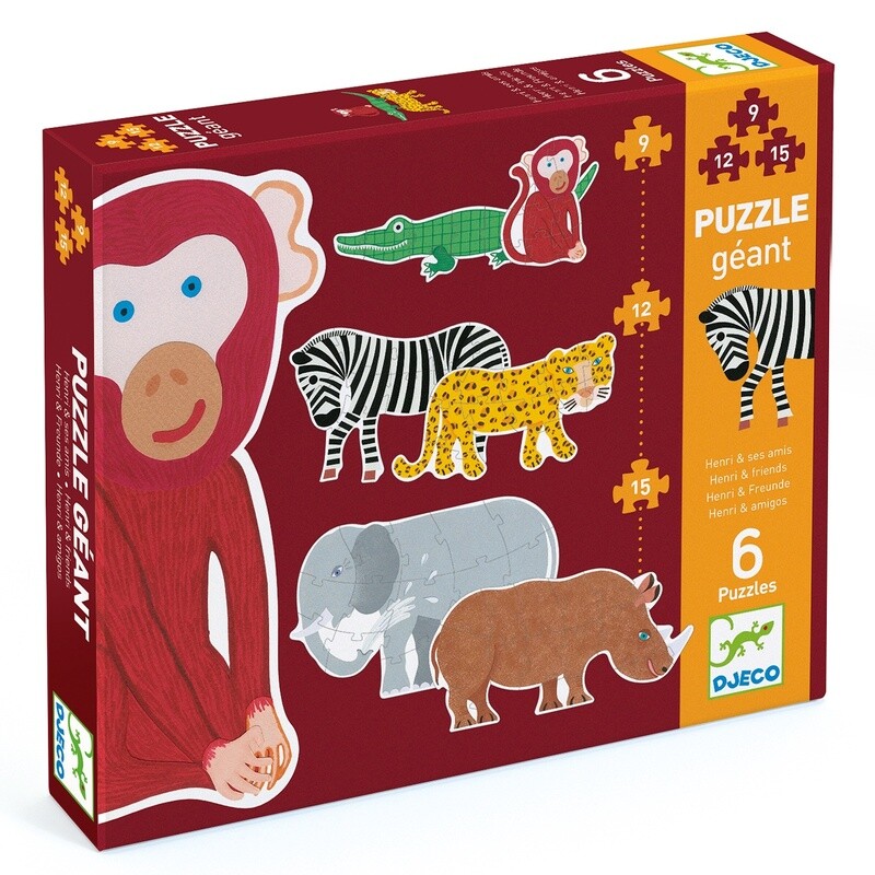DJ07147 Giant puzzle / Henri &amp; friends / 9,12,15 pcs