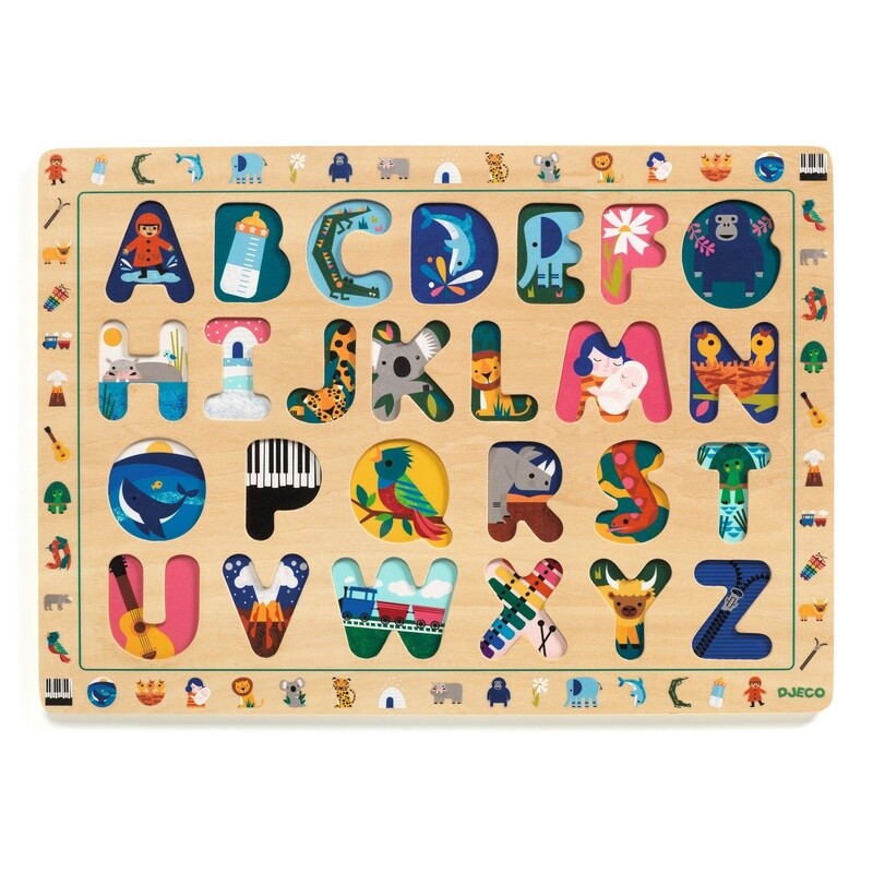 DJ01808 Puzzle bois /  ABC / 26 pcs