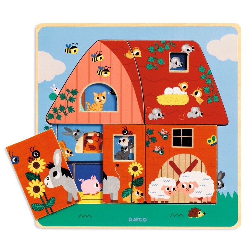 DJ01482 Puzzle 3 niveaux / Chez Moo / 12 pcs