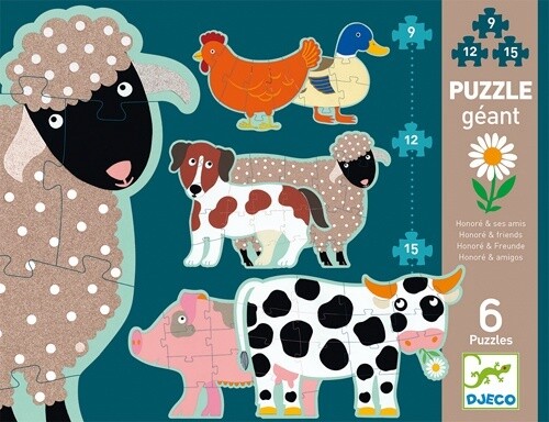 DJ07112 Giant Puzzle / Honoré and friends / 9,12,15 pcs
