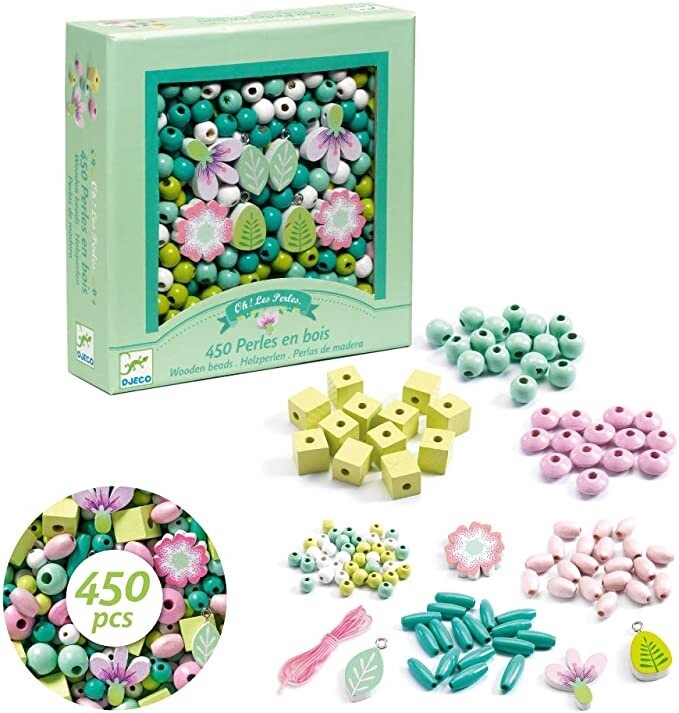 DJ09808 - Wooden Beads / Leaves and flowers