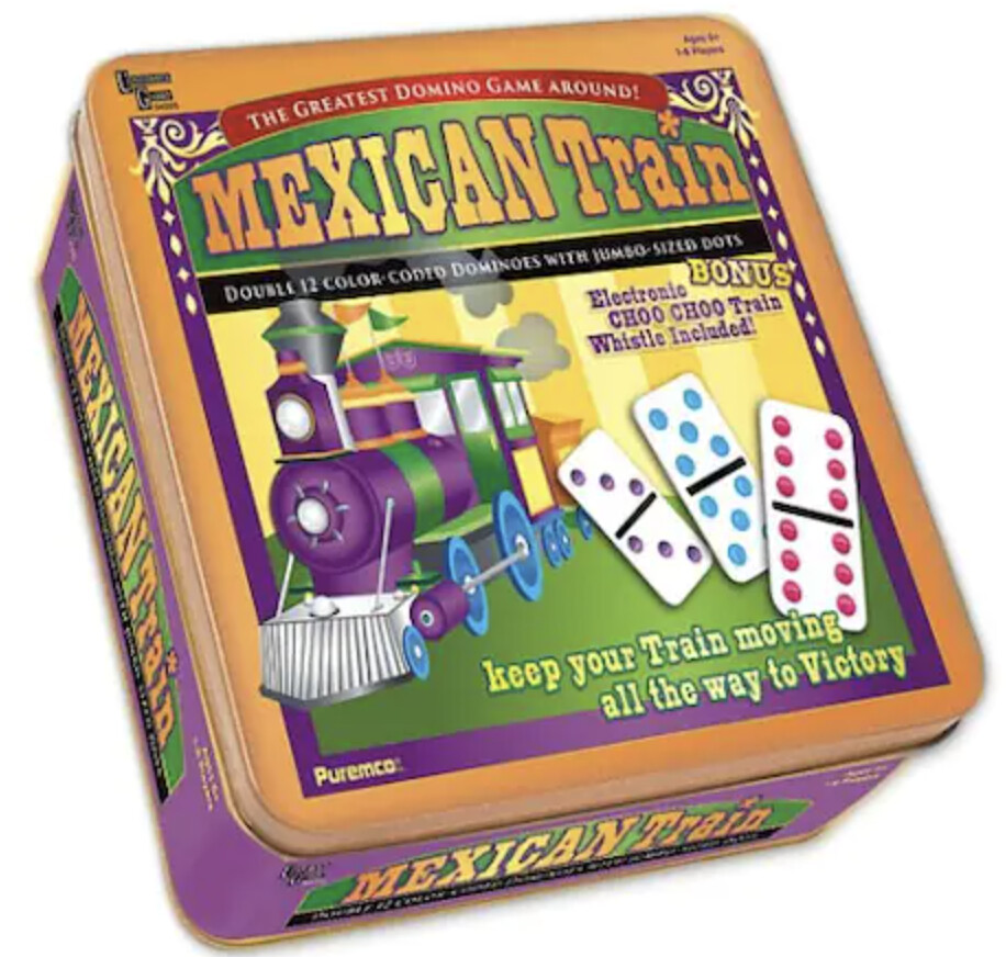 UN54005 MEXICAN TRAIN - DOUBLE 12 - COLOR DOT - DOMINOES - W/TIN (EA)