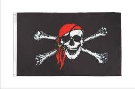 DF-REDBANDANA Jolly Roger Red Bandana 4x6in Stick Flag
