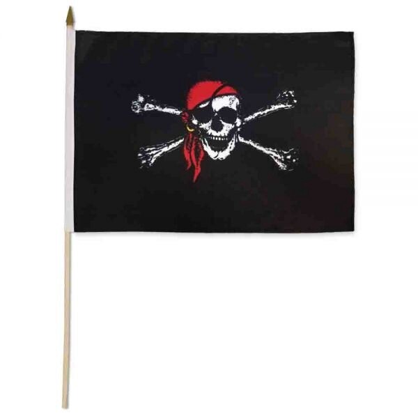 STI-REDBANDANA Jolly Roger Red Bandana 12x18in Stick Flag