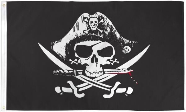 FP-002 Deadman Chest Tricorner Flag 3x5ft Poly