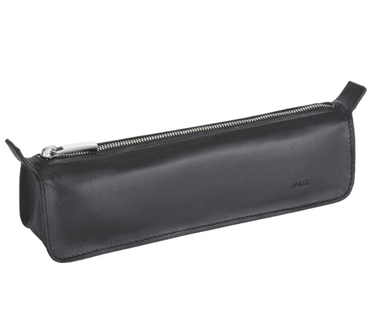LA405 PENCIL CASE, TRIANGULAR, BLACK LEATHER