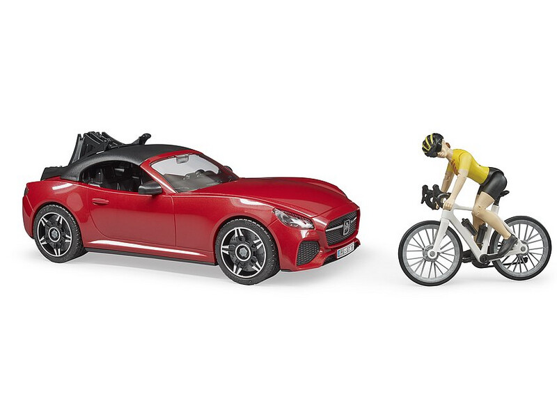 03485 NEW BRUDER Roadster w road bike and figure