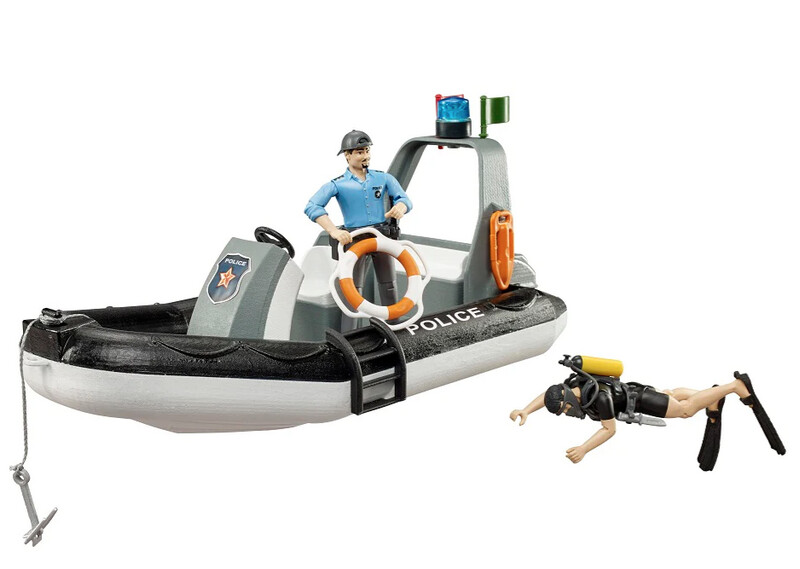 62733 bworld Police boat w rotating beacon light and 2 figures