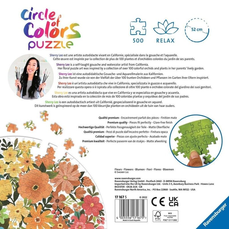 17167 Flowers 500 pc Round Puzzle